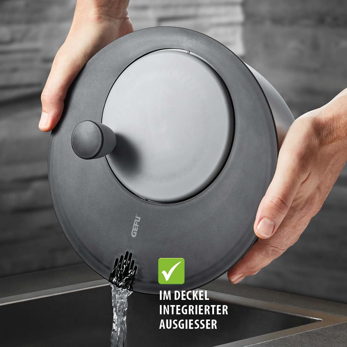 Centrifuga Per Insalata GEFU GF28180 Da 3 Litri - Argentio, Ø25cm, Asciuga Verdure In Modo Pratico - Foto 5