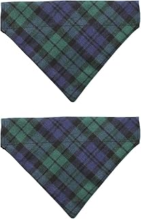 EechicSpace 2 Pack Blue and Green Dog Bandanas Over Collar Tartan Plaid for Large to Extra Large Dogs