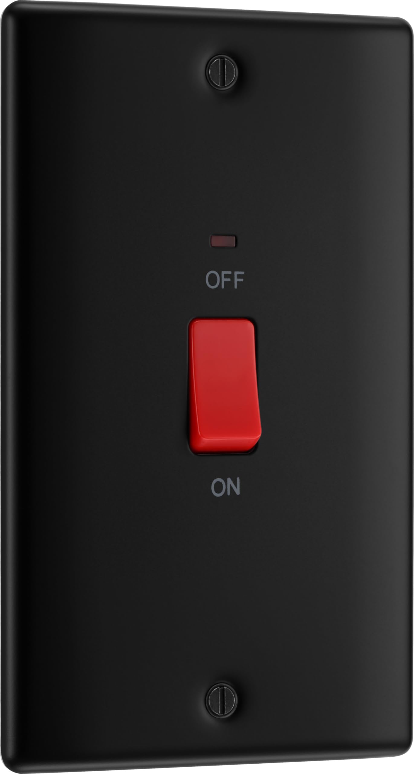 BG Electrical Large Cooker Control Switch Unit with LED Power Indicator, Double Plate, Double Pole, Raised Profile, Round Edges, Nexus Metal, Matt Black, 45A, NFB72