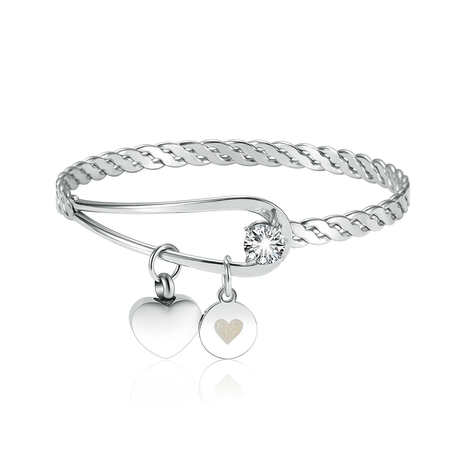 Bracelet Urne Coeur pour Cendres au Poignet, Hommage Blanc pour Femmes