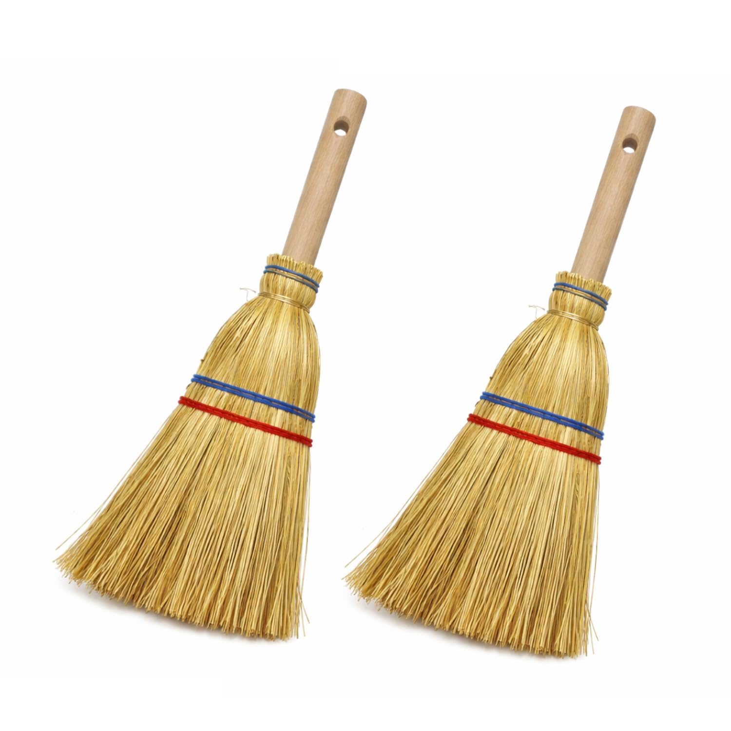 Paluplus Scopa Saggina per Camino 2 Fili 36 cm con Manico Legno 15 cm