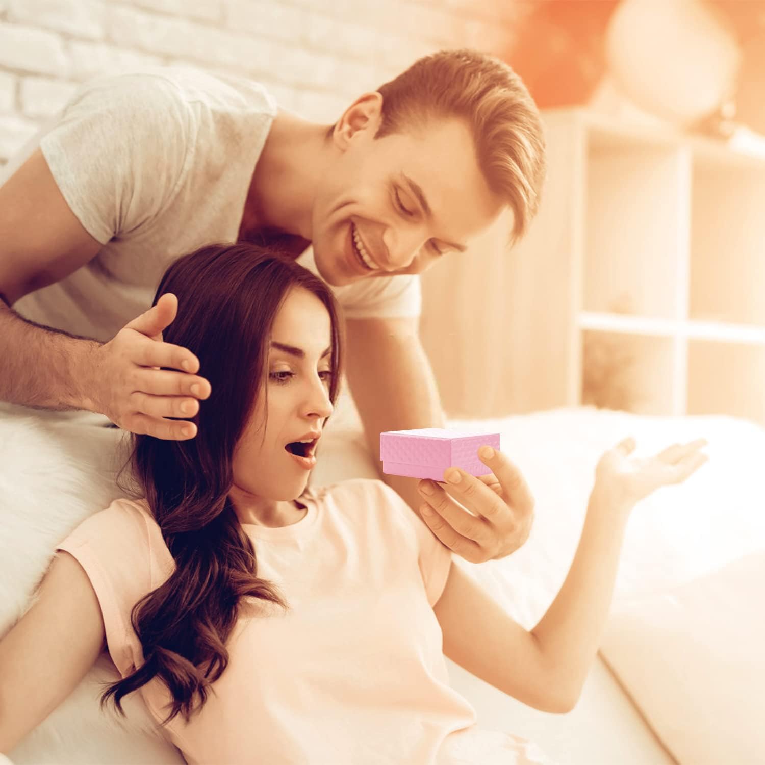 Coobbar Necklace Earring Ring Box Gift Box,15 Pieces Square Cardboard Jewelry Gift Boxes,Cotton Filled Cardboard Paper Jewelry Box Gift Case (2.95 x 2.95 x 1.38 Inches) (Pink) - Image 4