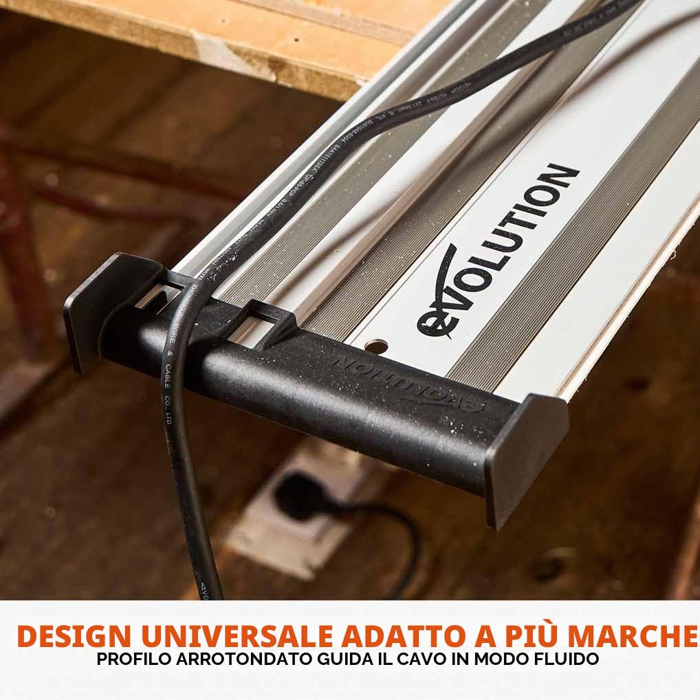 Evolution Power Tools Kit di accessori per binari, guide per sega circolare, kit di accessori: 1 x cavo e guida tubo, 1 x binario quadrato, 1 x arresto sega, 2 x strisce di taglio da 1,4 m