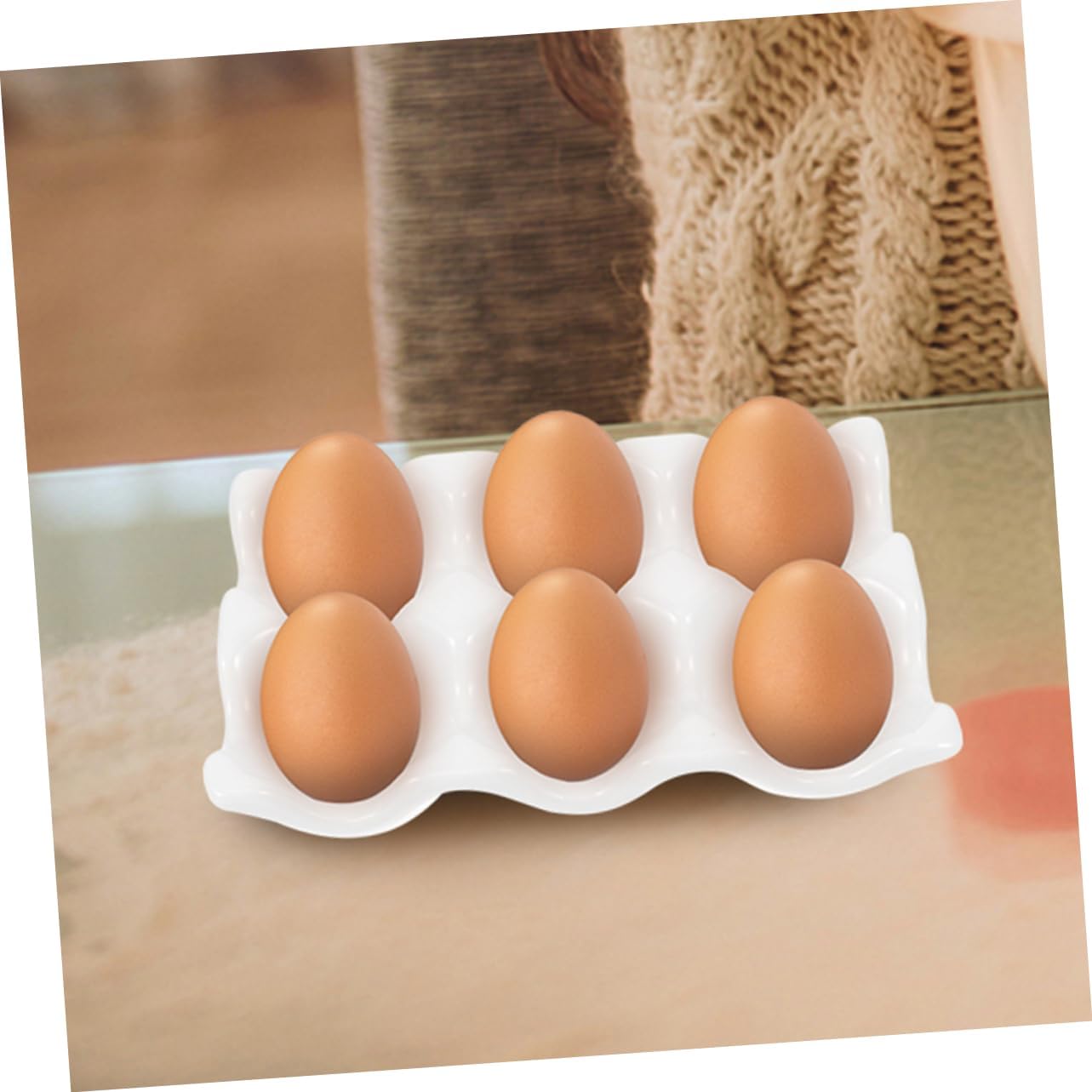 Zerodeko 3pcs Ceramic Holders Smooth Storage Tray for Refrigerator Container for Kitchen Organization