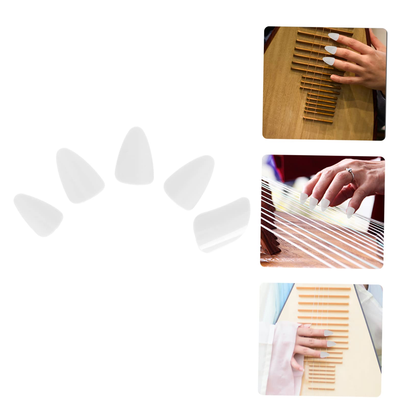 minkissy Professional Guzheng Nail Covers 5 Pcs Lute Finger Nylon Nail Comfortable and Protective White Large for Adult