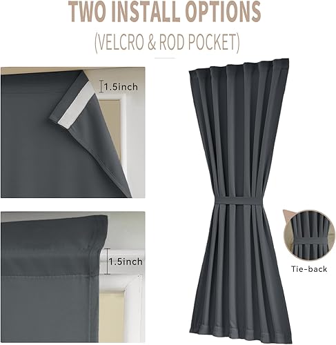 Miniatura 2 de Vatge Cortinas de luz lateral para puerta delantera, cortinas opacas grises para puerta de patio, panel de cortina de ventana de puerta de vidrio, 1