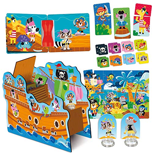 Liscianigiochi - Montessori - Colección de juegos educativos El Barco Pirata - Juego educativo preescolar para niños a partir de 3 años (EX72743)