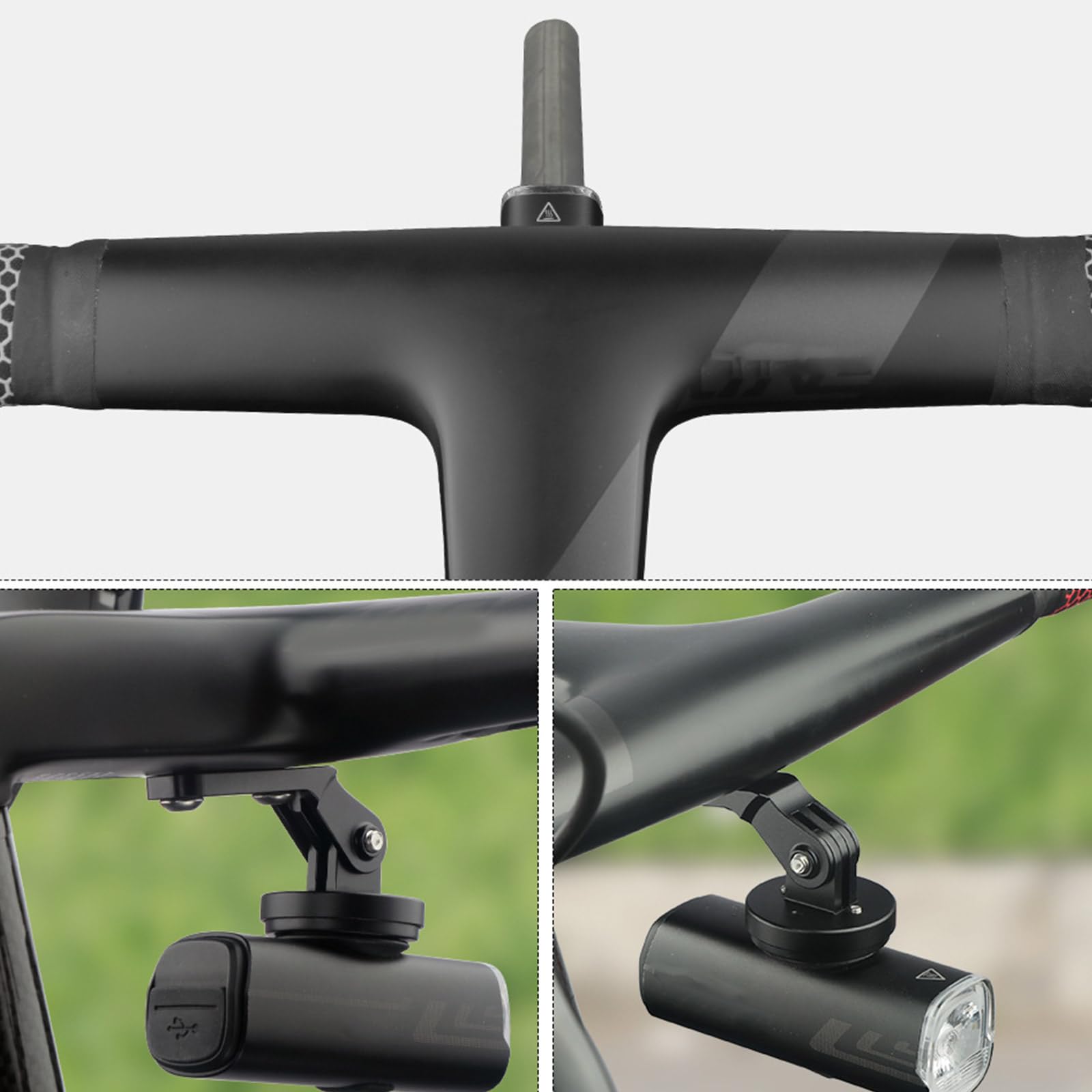 Support De Phare Pour Vélo - Montage Guidon, 2 Trous Prédéfinis, Alliage Aluminium Léger
