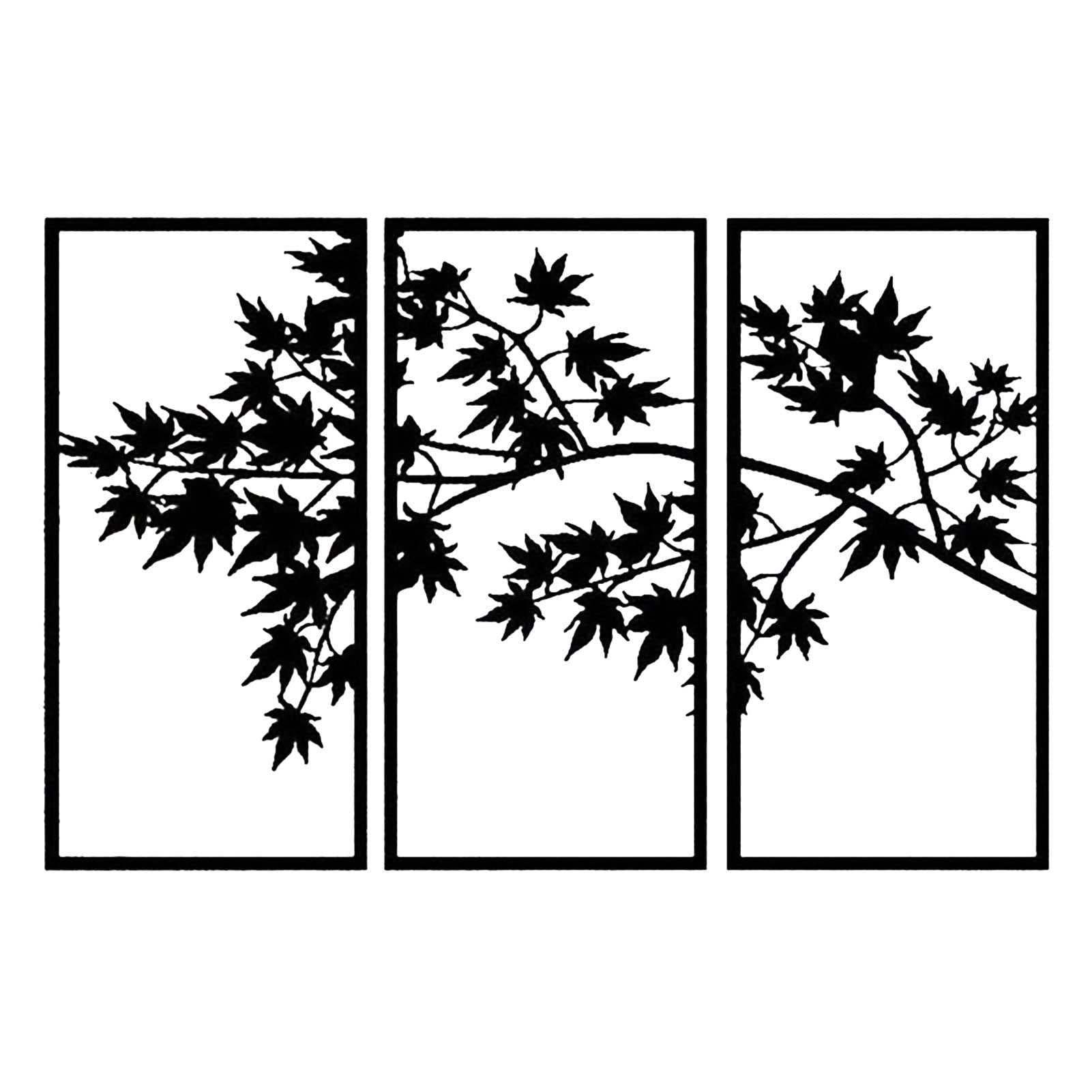 Art mural en métal feuille noir pour salon chic et chambre zen