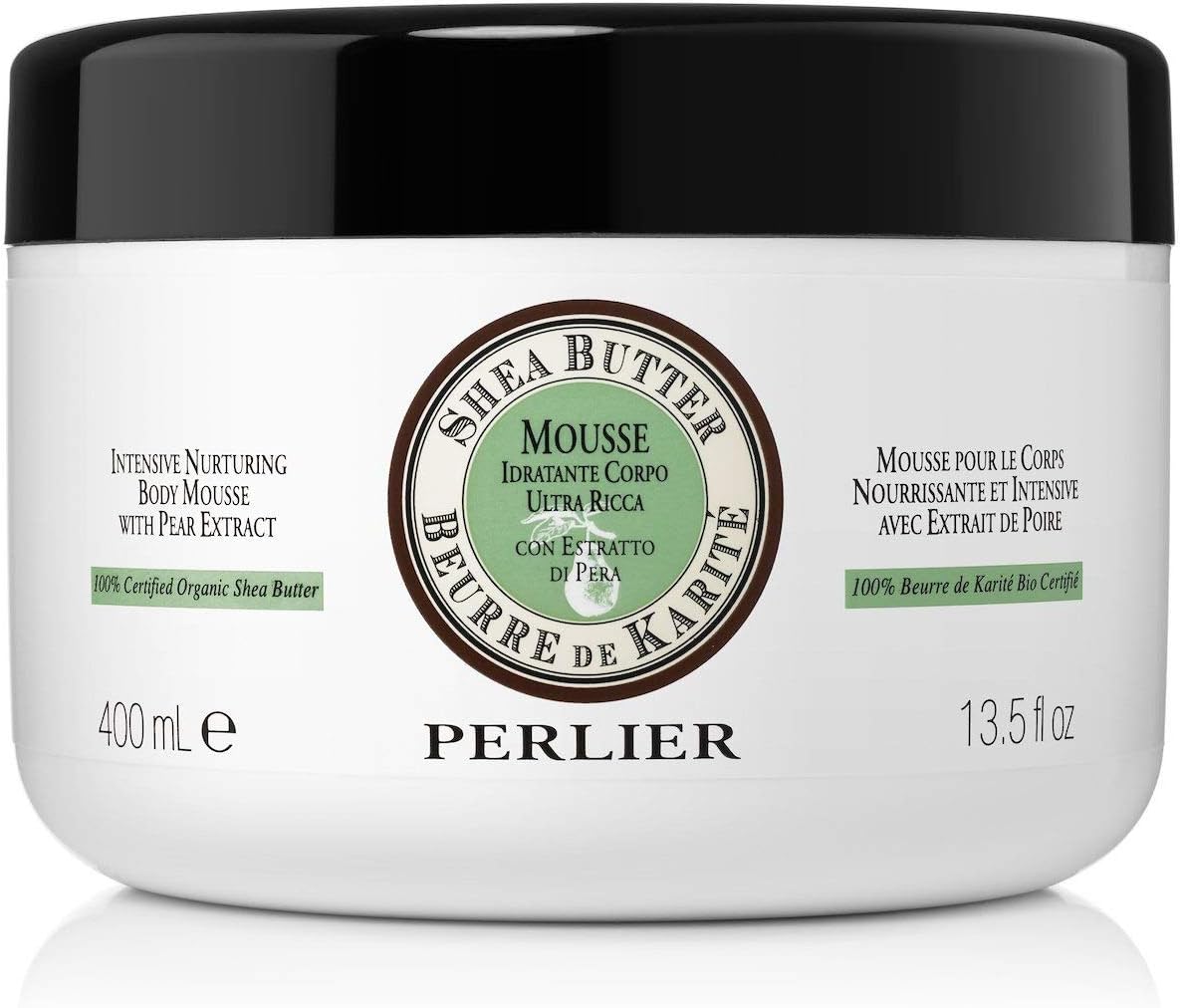 Perlier Intensive Nurturing Shea Butter Body Mousse with Pear, 13.5 fl. oz.