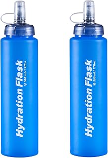 Azarxis TPU Soft Flask 500 mL Running Collapsible Water Bottles Flask BPA-Free for Hydration Pack - Ideal for Running Hiking Cycling Climbing (500 mL - 2 Pack)