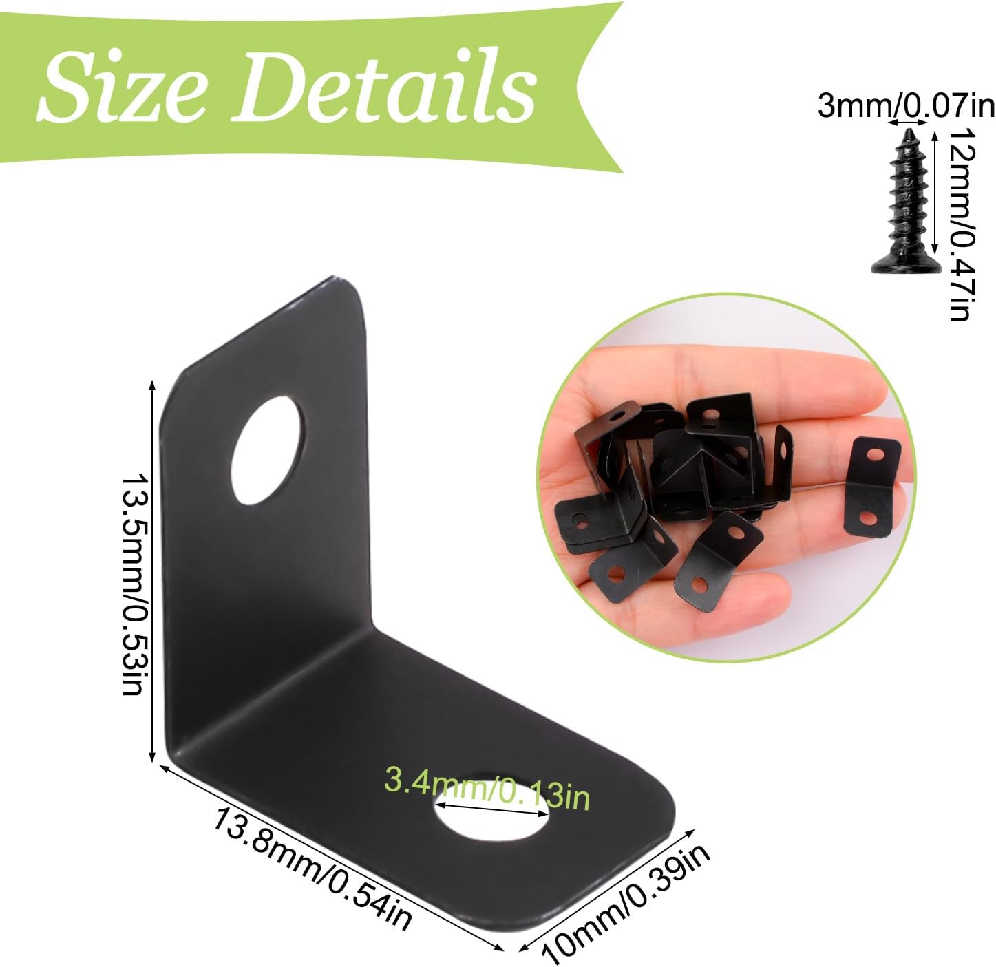 Picture Frame Corner Brackets, 100PCS Small L Shaped Brackets Black Iron Picture Frame Corner Braces Multifunctional Right Angle Brackets for Picture Mirror Artworks Frame