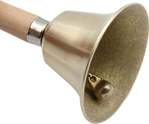 Miniatura 6 de Campana de mano para el aula, campana de Navidad de latón macizo, campana de llamada ruidosa para restaurante, campana de servicio de llamada,