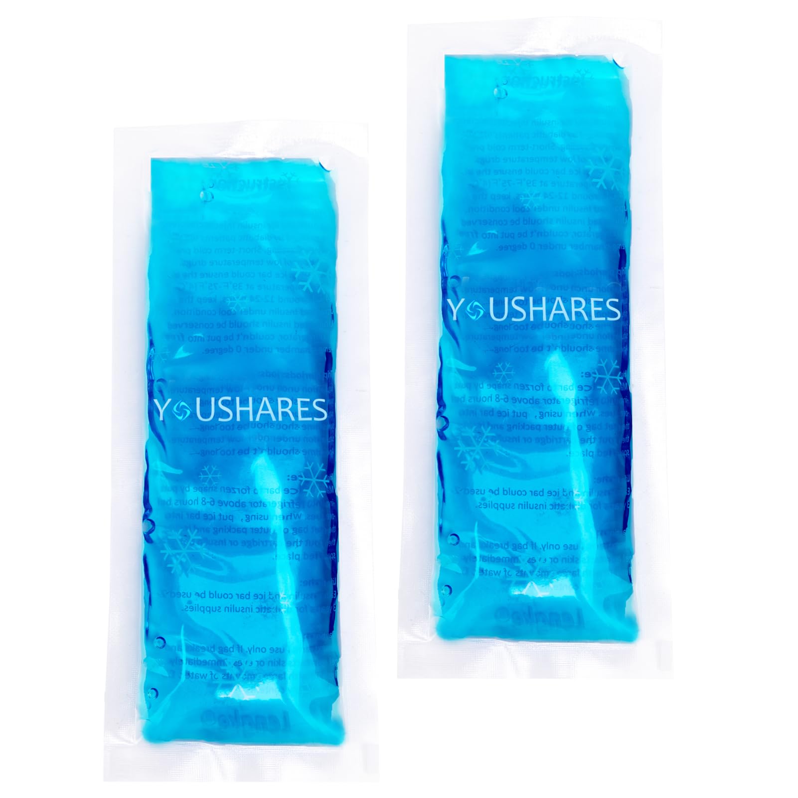 YOUSHARES Ice Packs - Reusable Freezer Packs Instant Hot Or Cold Gel Pack Suitable for Insulin Cool Storage Bag （2 TSA Approved Ice Packs）