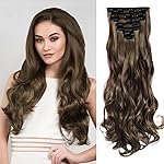 22 Inch Clip In Hair Extensions 7 PCS Long Wavy Synthetic Black Hair Extension & Natural Soft Invisible Clip Thick Hairpieces for Women Daily(20Inch, 7pcs, Copper Brown)