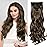 22 Inch Clip In Hair Extensions 7 PCS Long Wavy Synthetic Black Hair Extension & Natural Soft Invisible Clip Thick Hairpieces for Women Daily(20Inch, 7pcs, Copper Brown)