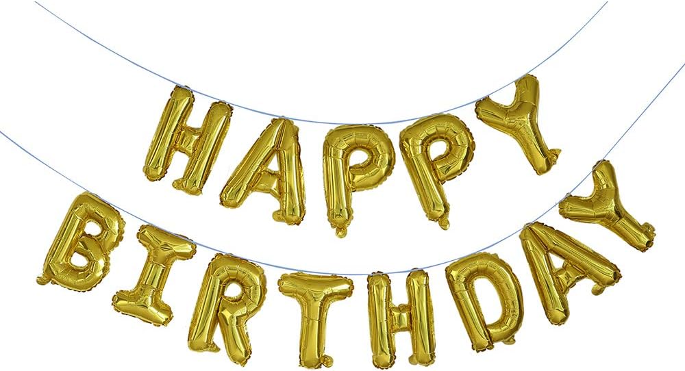 Amazon Kikipa 誕生日 飾り付け 風船 Happy Birthday バルーン パーティー 装飾 バルーン 1文字縦約37cm ゴールド 風船 バルーン おもちゃ
