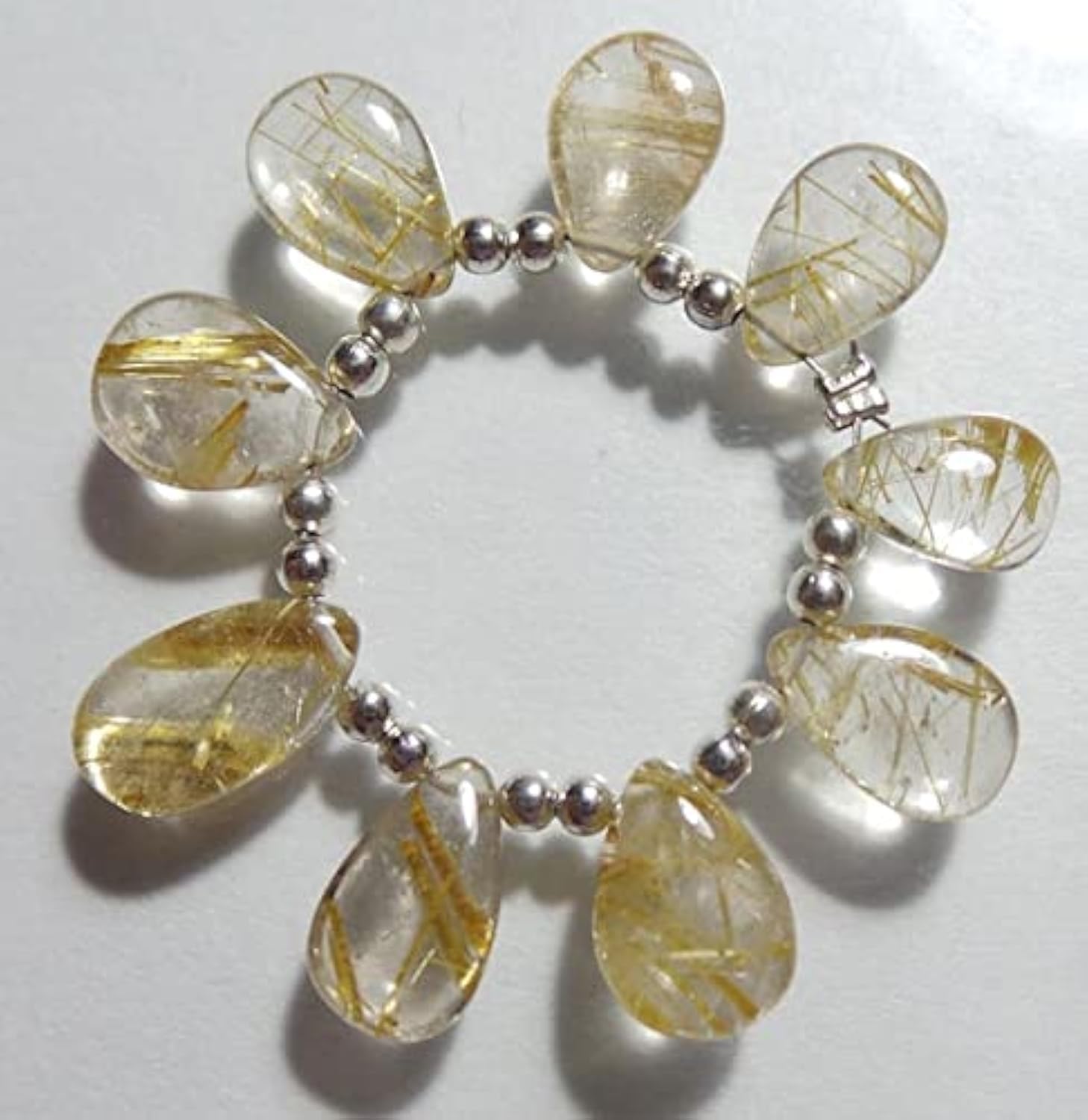 Perles quartz rutilé doré naturel en poire lisse pour enfiler des rangs de bijoux