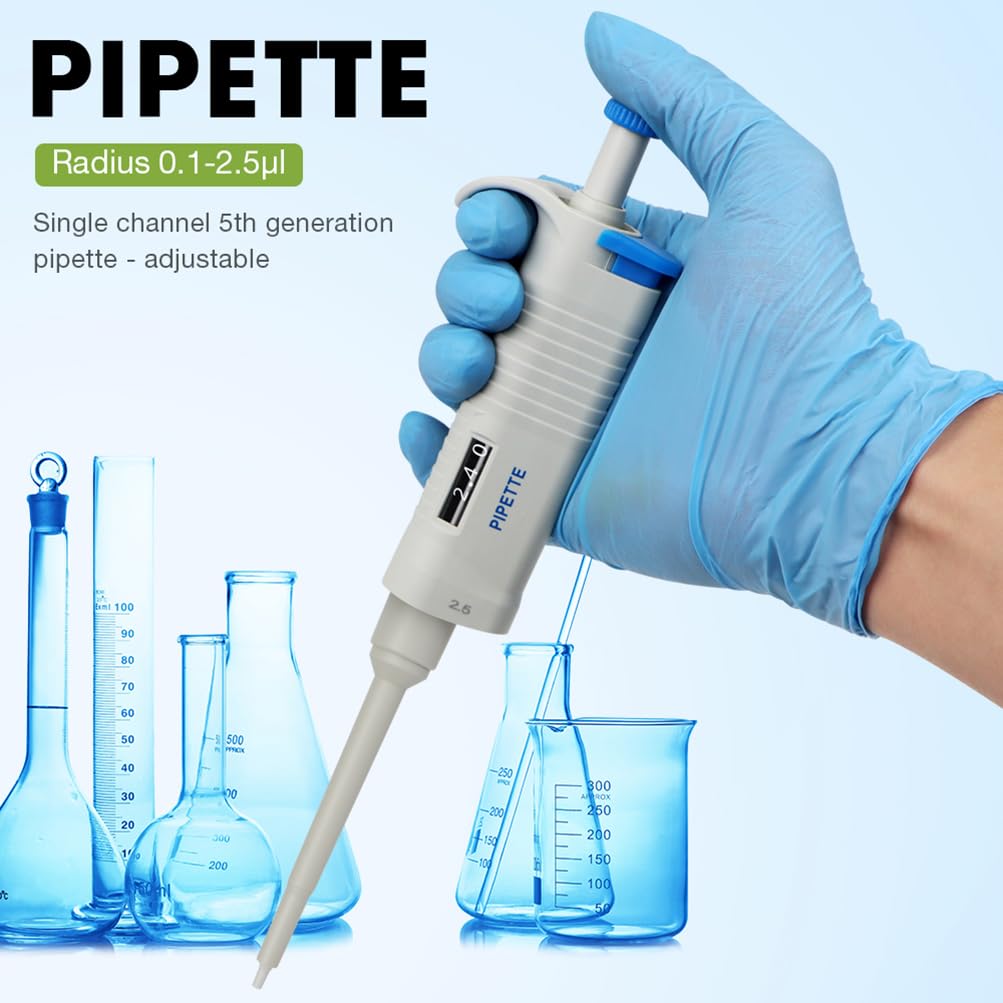 Pipette, manuelle einkanalige einstellbare Labo-Ory-Pipetten, 0,1 bis 2,5 µl einstellbar, manuelles variables Volumen, Einzelkanalpipetten, LCD-Labor-Mikropipette, für präzise Probenahme im Labor
