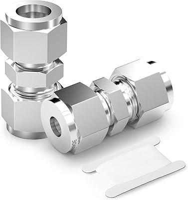 TAISHER 5PCS 304 Stainless Steel Compression Tube Pipe Fitting Connector, 1/8