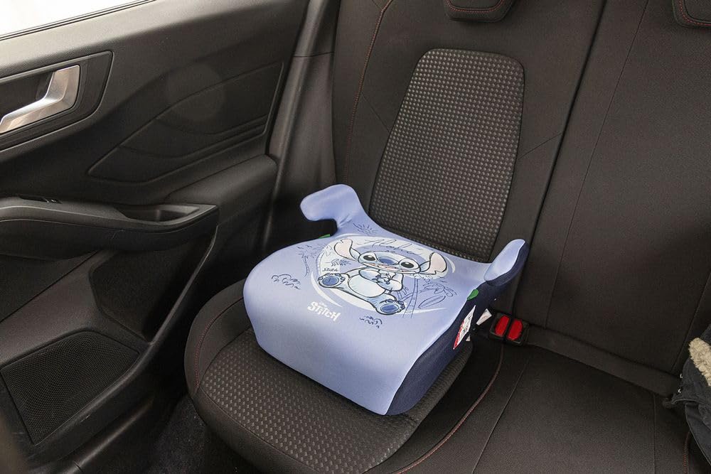 Fotelik dziecięcy Disney Stitch i-Size ECE R129, 126-150 cm, 22-36 kg, 6-12 lat, grupa 3, lekki i łatwy do przenoszenia - zdejmowany i zmywalny