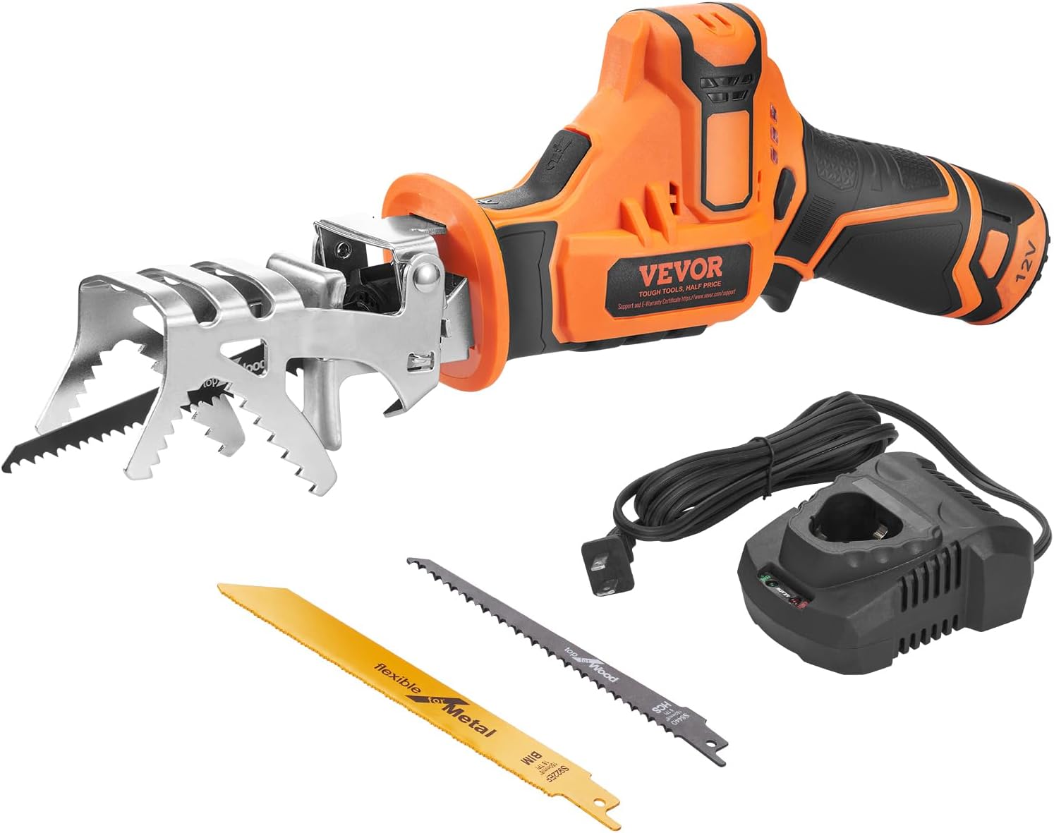 VEVOR Cordless Reciprocating Saw, 02700RPM Variable Speed, 0.8" Stroke