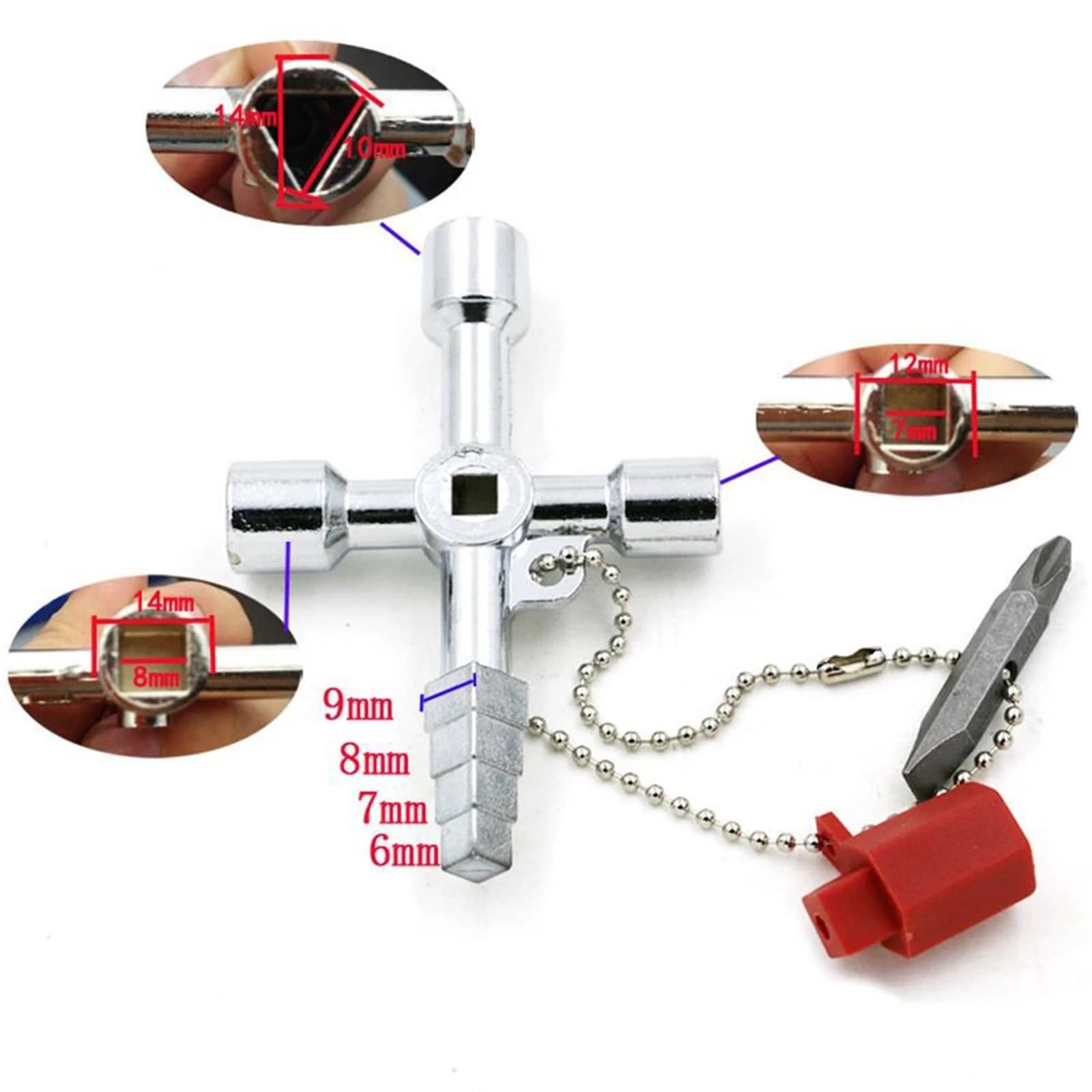 Llave de purga radiadores, llave triangular multifunción 4 vías for fontaneros, compatible con armarios contadores gas y electricidad, ventilación