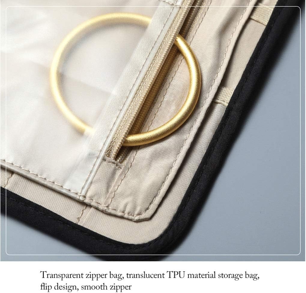 RWCCCRWS Jewelry Box Jewelry Box Black Jewelry Organizer Bag Foldable Travel Jewelry Roll Case with Zipper Pocket Compartments Storage Bag for Women Jewelry case Organizer (Color : Blue)