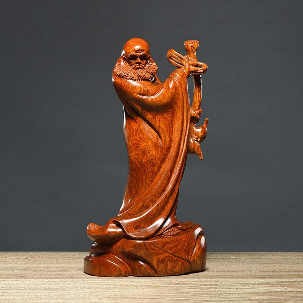 Amazon｜達磨大師立像「武」 高級天然木彫り達磨像 木製仏像 神像 菩提
