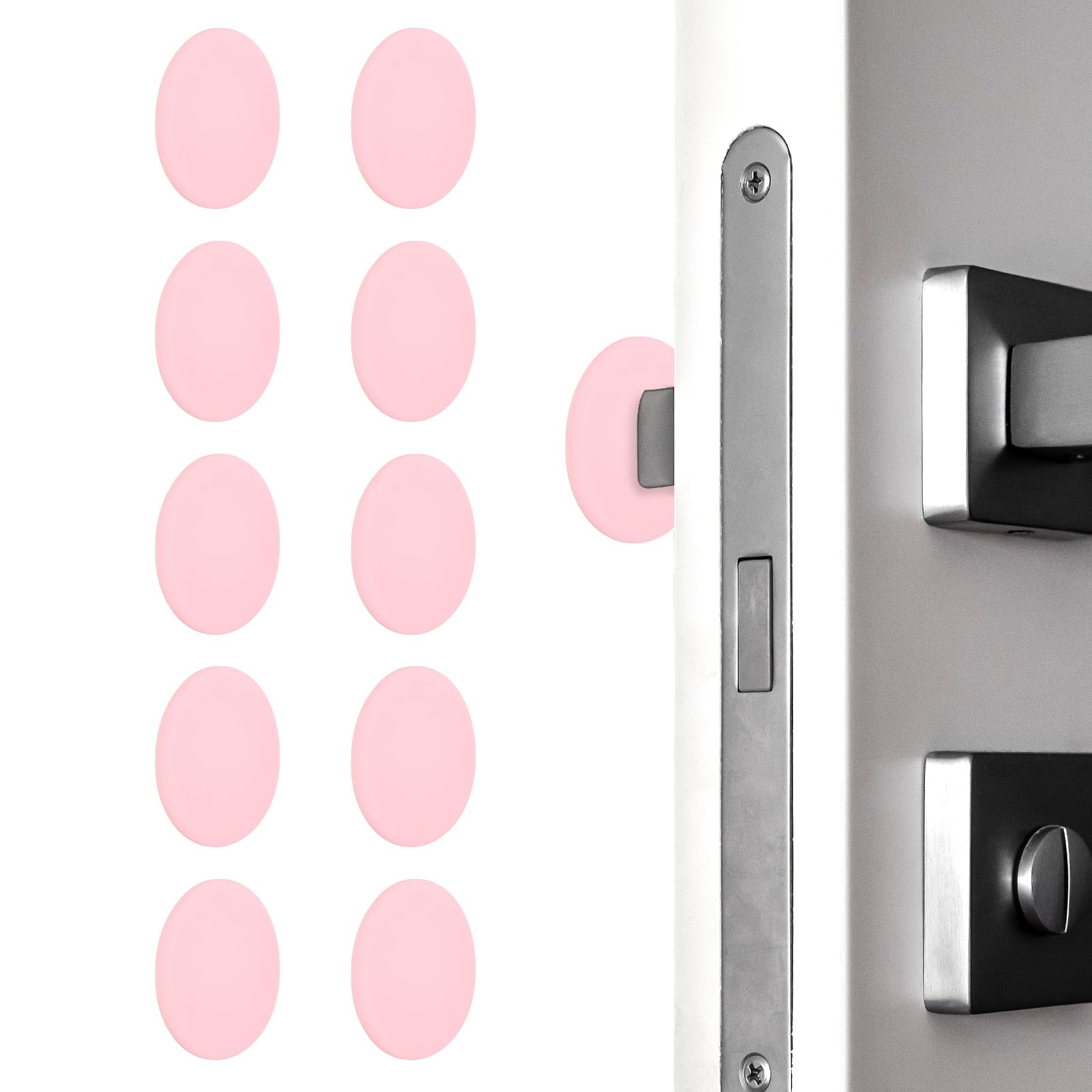 PATIKIL 10Pcs Door Knob Wall Protector,3.1" / 80mm Round Silicone Door Stoppers Self Adhesive Handle Bumper Cushion Pad Quiet Wall Protector for Fridge Home Office, Pink(0.3" Thickness)
