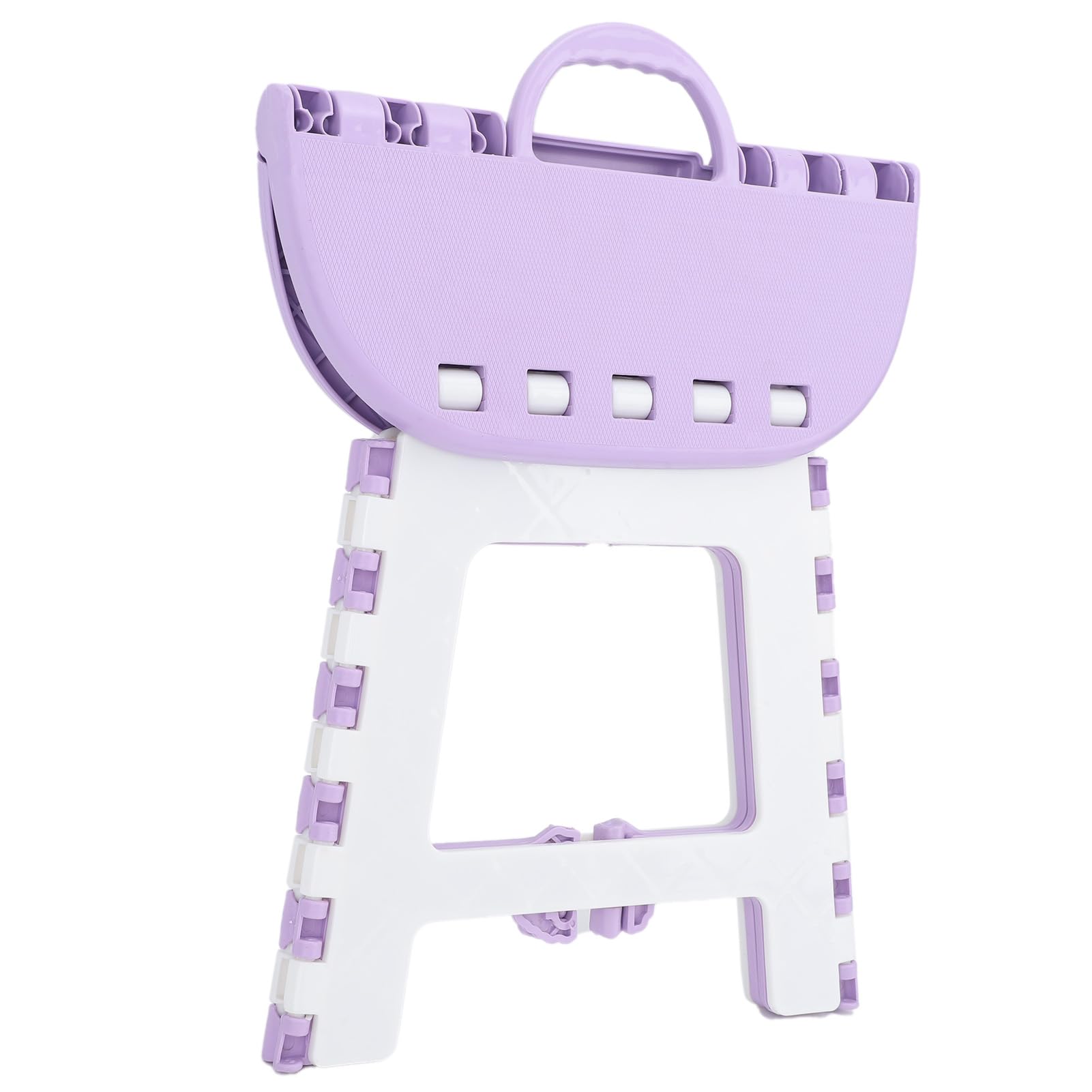 Folding Step Stool, Multifunctional Plastic Wide Application Kids Step Stool Spacious Top for Camping (Light Purple)