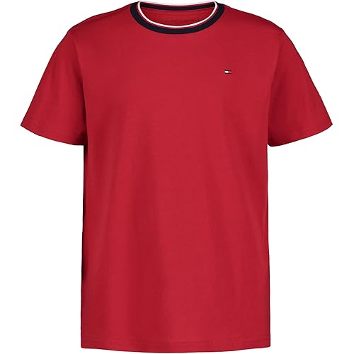 Tommy Hilfiger Boys' Short Sleeve YD Ringer Crew Neck T-Shirt, Soft, Comfortable, Relaxed Fit