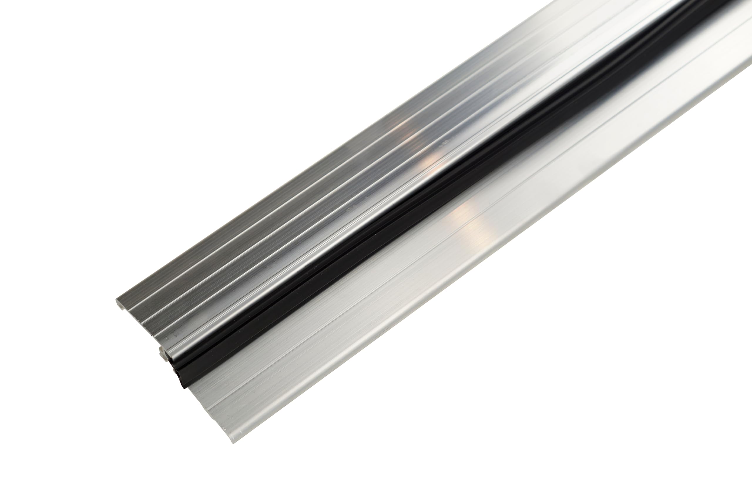 Seuil de Porte Aluminium 93cm Joint Noir Recoupable | Profilé de transition, anti-froid et poussière, idéal intérieur, montage facile