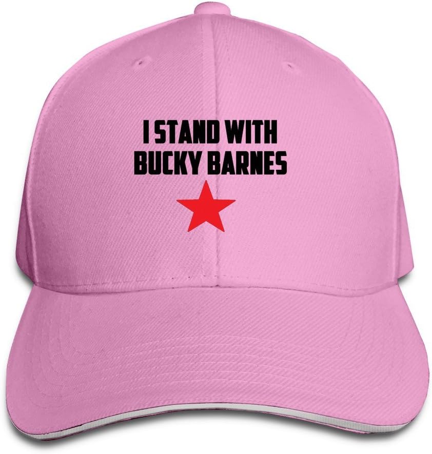 FLYL I Stand with Bucky Barnes Unisex Washed Twill Sandwich Bill Cap Adjustable Peaked Baseball CapPink