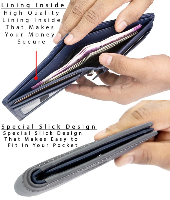 Maddison Brown RFID Blocking Wallet for Men, Navy, Casual (Brown) (Navy)4