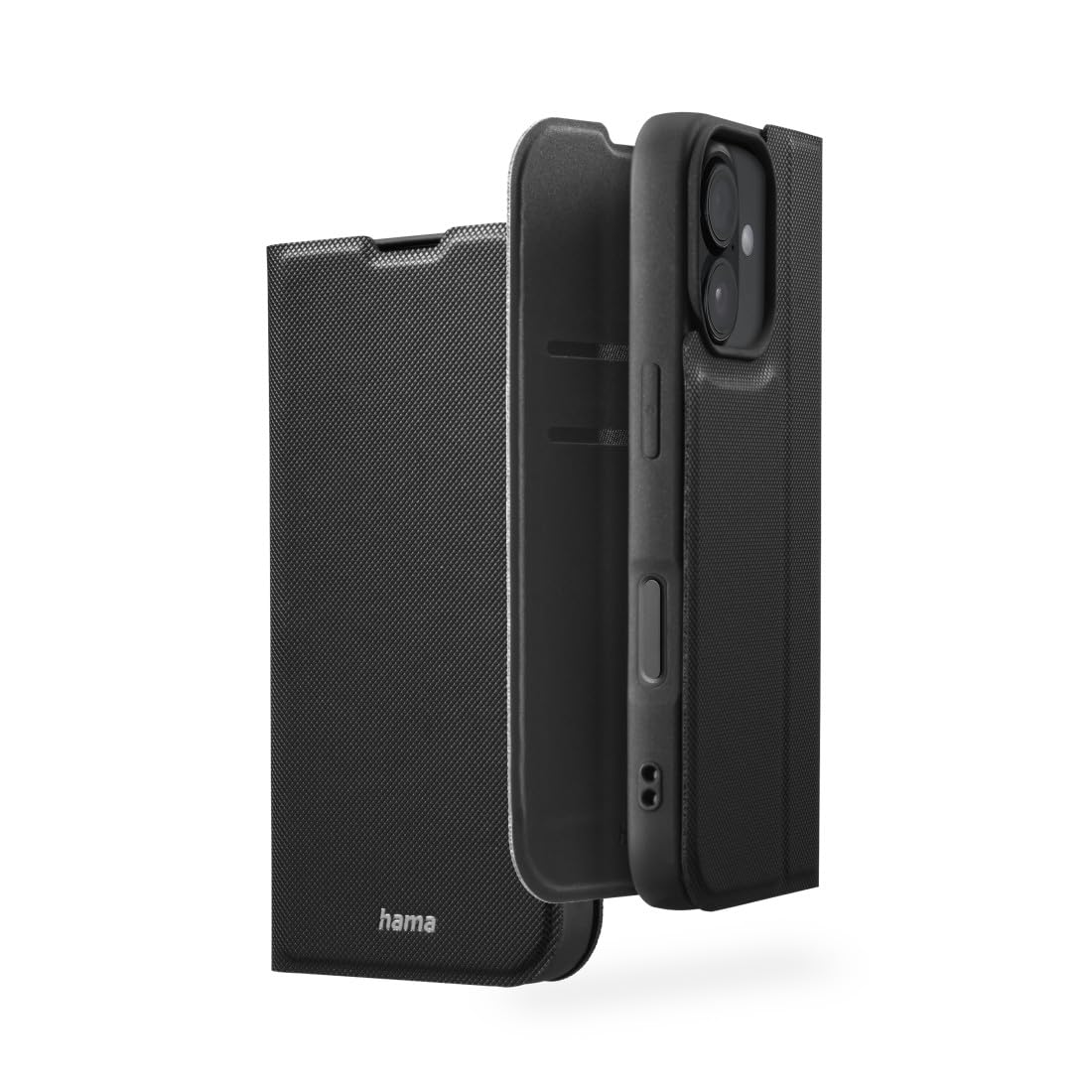 Hama Mobile Phone Case for iPhone 16 (Mobile Phone Case for Standing,with Card Slot, Extra Protection of Screen and Camera, with Magnet, Flip, Soft, Anti Fingerprint) Black