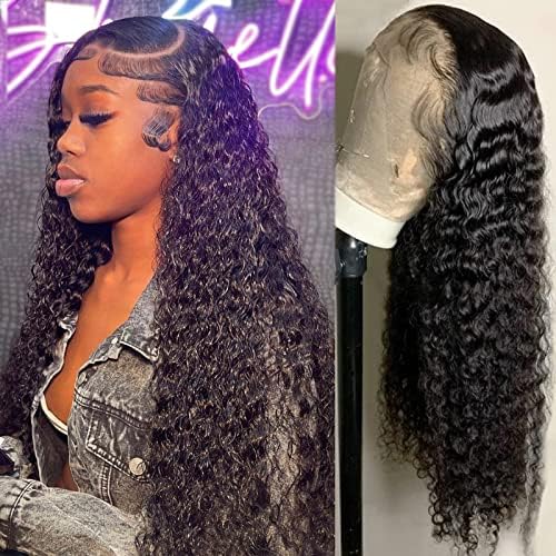 Amazon.com : 4GIRL4EVER Deep Wave Lace Front Wigs Human Hair 180% ...