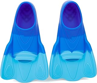 Kids Swim Training Fins, Comfortable Silicone Short Fins for Lap Swimming Flippers, Travel Size