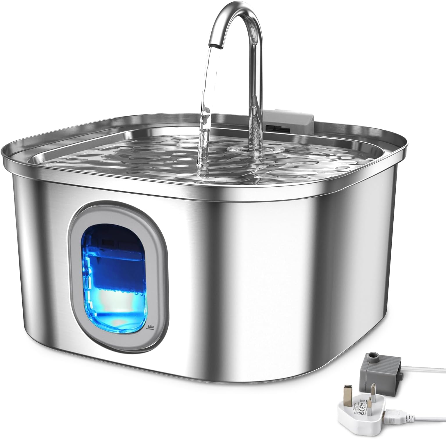 Petbank Cat Water Fountain for Drinking - 108oz/3.2L Stainless Steel ...