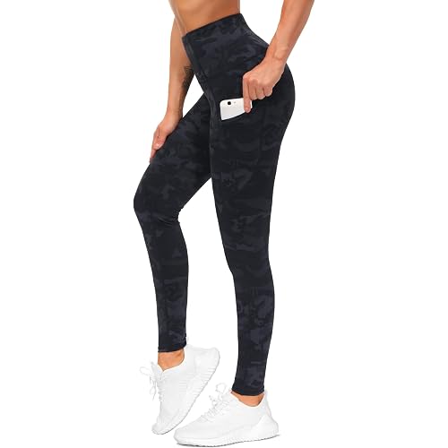 THE GYM PEOPLE Thick High Waist Yoga Pants with Pockets, Tummy Control Workout Running Yoga Leggings for Women