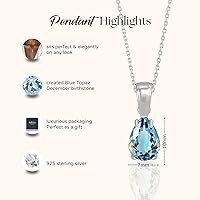Vista 45 de 925 Sterling Silver Gemstone Necklace - Gemstone Teardrop Necklace - Birthstone Necklace for Women Silver - Pear Gemstone Pendant - Silver Jewelry