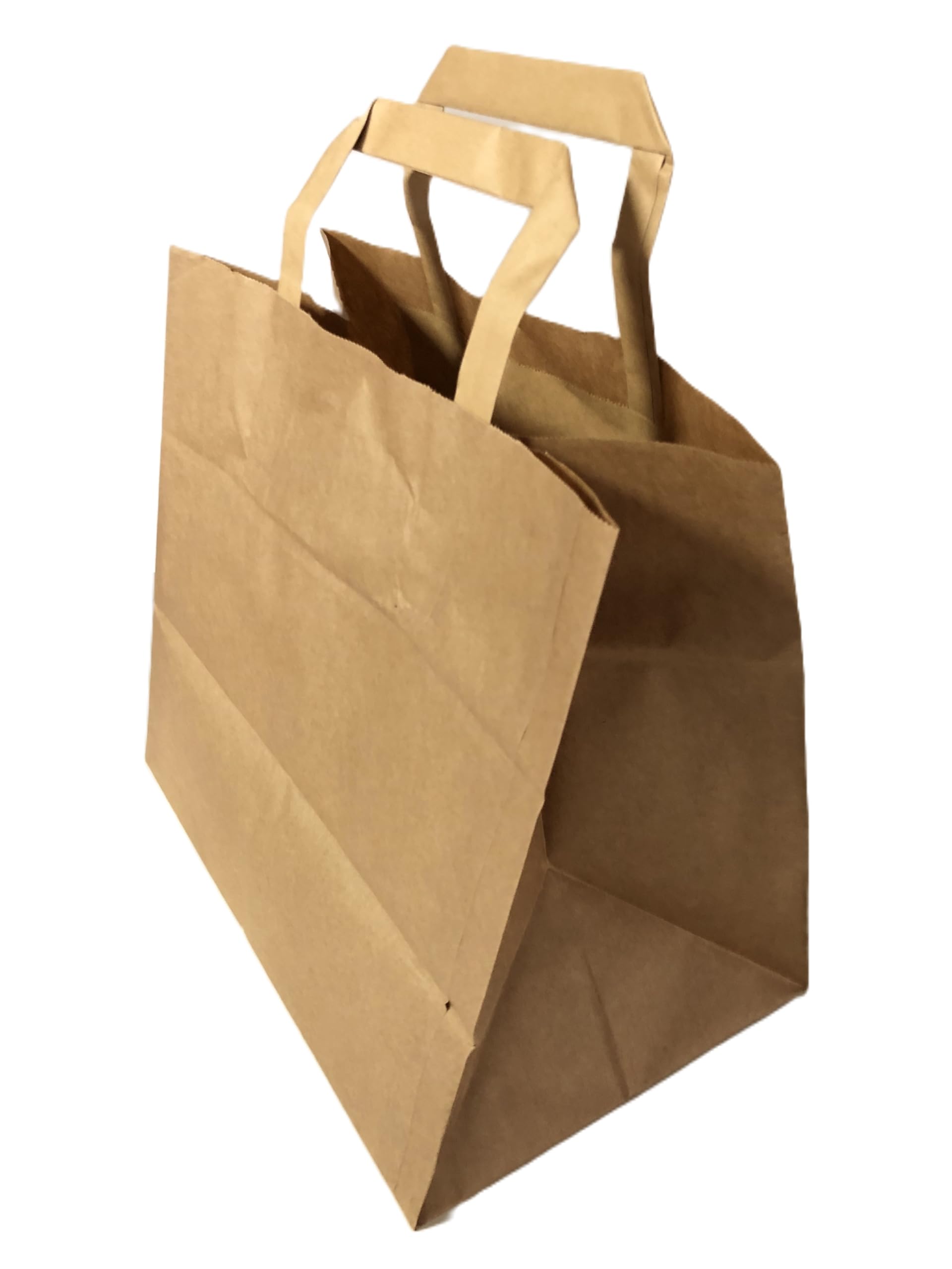 50 sacs cabas kraft brun poignées plates 26x17x25 cm traiteur fast food vente à emporter restauration rapide