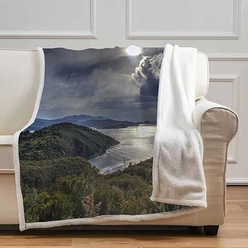 Cobijas Calientes para Invierno Coastline - Mantas de picnic suaves y acogedoras para sofá, dormitorio, tamaño pequeño, 31.5 x 47 pulgadas