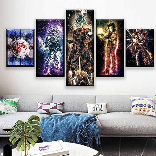 Buy Multi Panel Wall Art 5 Piece Print On Canvas Pictures Dragonball Z