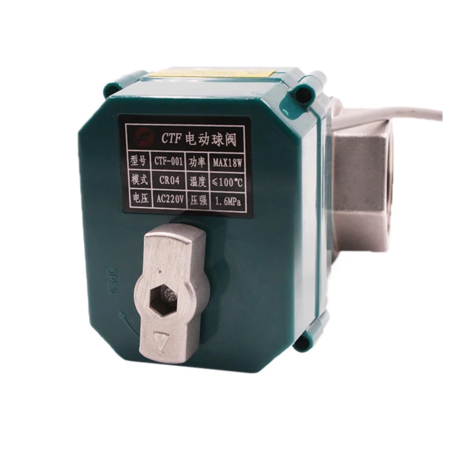 Valve motorisée Vanne à boisseau sphérique motorisée en acier inoxydable DN15-50, passage intégral, couple élevé, actionneur électrique 2/3 fils avec interrupteur manuel 220 V(1/2",DC24V_CR01)