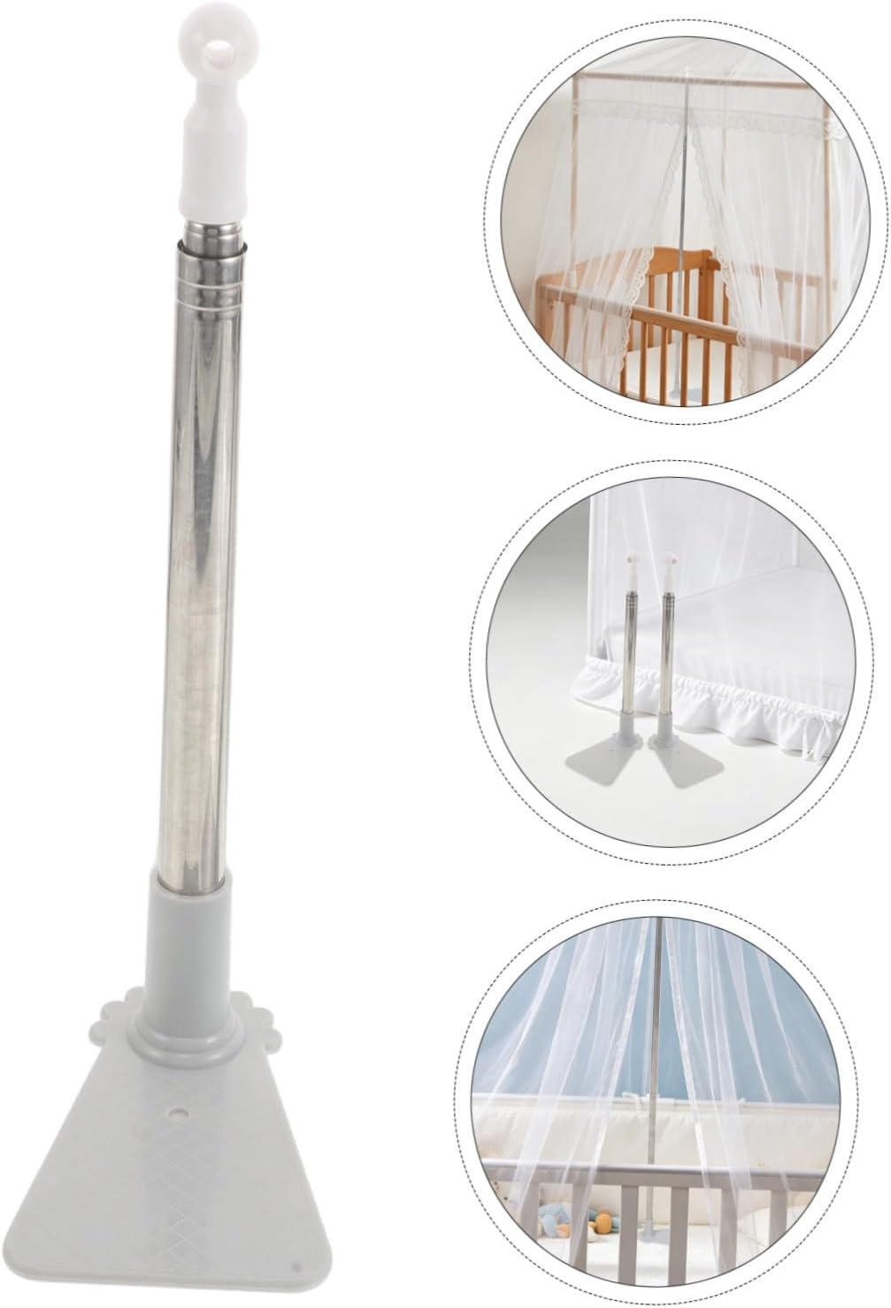 Mosquito Adjustment and Net Adjustable Extension Telescopic Stand 2pcs Sizes Stainless Steel Plastic Material Flexible Length for Bed End Universal Fit for Dorms and Canopy