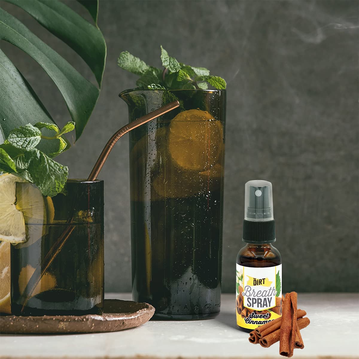 The Dirt Mouth Refresher - Alcohol & Sugar-free Spray for Bad Breath with Essential MCT Coconut Oil | Portable Glass Spray Bottle 2 Flavors (Sweet Cinnamon, 1 Ounce) : Health & Household
