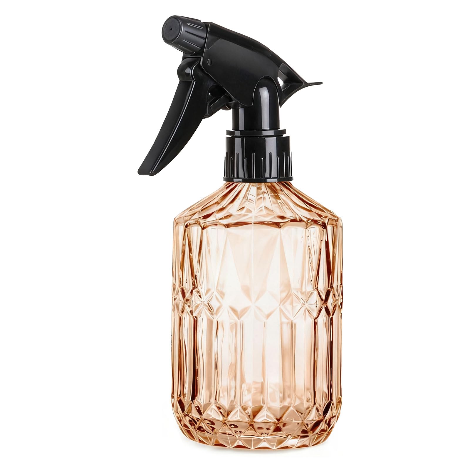 ZhouZGlass Glass Spray Bottle, 13.5oz Fine Mist Plant Mister, Handheld Pressure Spray Bottles with Adjustable Nozzle for Indoor Plants, Spring Gardening,Cleaning, Hair, Pets Care (Orange)