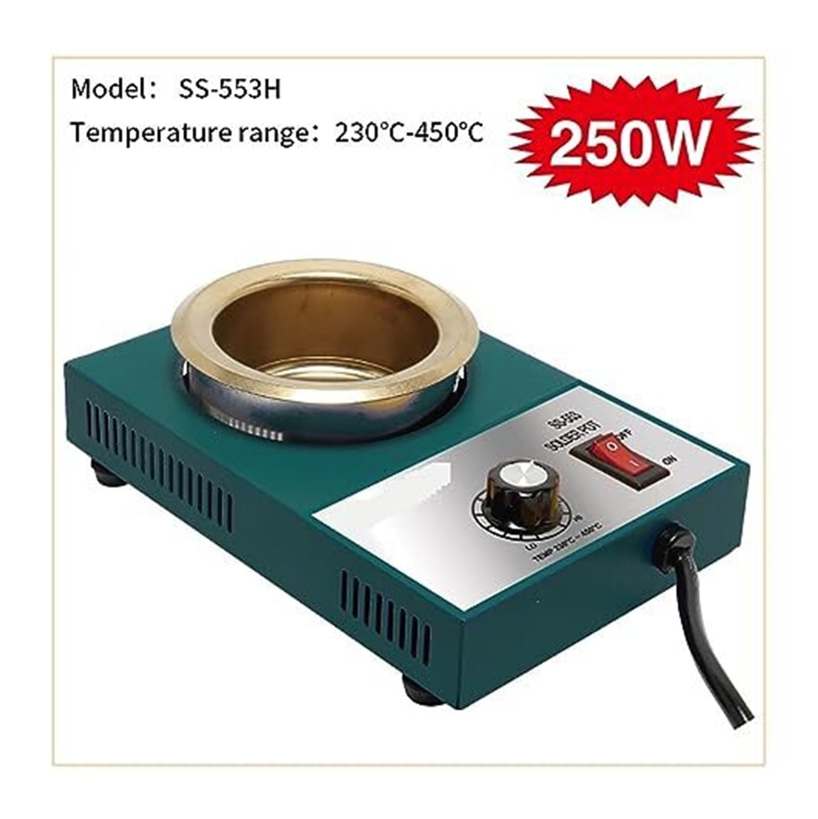 Tygiel lutowniczy, lutownica bezołowiowa z regulowaną temperaturą 150 W 200 250 300 do topienia cyny(Ss-552h 200w)