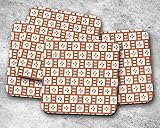  Posavasos de diseño de azulejos victorianos geométricos de óxido y blanco, posavasos individuales o juego de 4